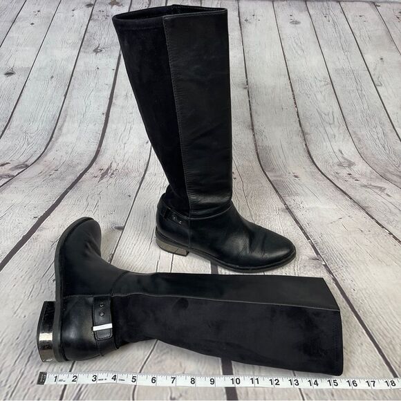 COLE HAAN Adler black leather & suede tall pull on riding boots, size 6 - Picture 13 of 13